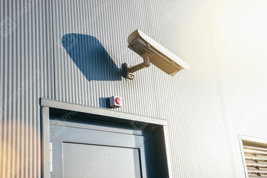 Security camera on a industrial building entrance door  : Stock Photo or Stock Video Download rcfotostock photos, images and assets rcfotostock | RC Photo Stock.: