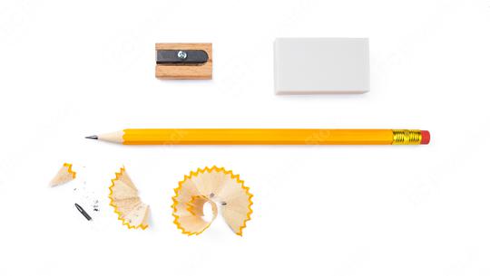 set of writing tools, pencil, eraser and sharpener isolated on white background  : Stock Photo or Stock Video Download rcfotostock photos, images and assets rcfotostock | RC Photo Stock.: