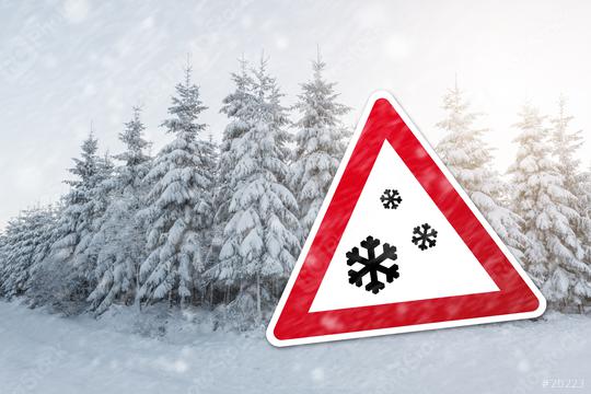 sign on a snowy forest for snowfall at the winter time  : Stock Photo or Stock Video Download rcfotostock photos, images and assets rcfotostock | RC Photo Stock.: