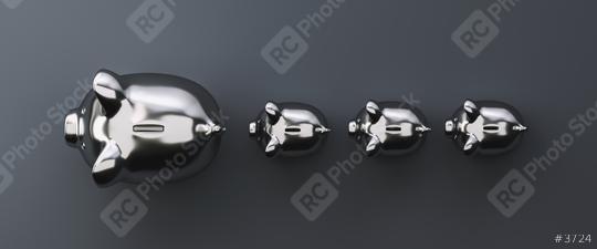 silver piggy bank as row leader, investment and development concept image  : Stock Photo or Stock Video Download rcfotostock photos, images and assets rcfotostock | RC Photo Stock.: