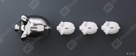 silver piggy bank as row leader, investment and development concept  : Stock Photo or Stock Video Download rcfotostock photos, images and assets rcfotostock | RC Photo Stock.: