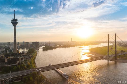 skyline of Dusseldorf in Germany during sunset  : Stock Photo or Stock Video Download rcfotostock photos, images and assets rcfotostock | RC-Photo-Stock.: