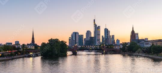 Skyline of Frankfurt City at dusk  : Stock Photo or Stock Video Download rcfotostock photos, images and assets rcfotostock | RC Photo Stock.: