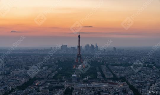 Skyline of Paris with Eiffel Tower at sunset in Paris, France. Eiffel Tower is one of the most iconic landmarks of Paris. Postcard of Paris  : Stock Photo or Stock Video Download rcfotostock photos, images and assets rcfotostock | RC Photo Stock.: