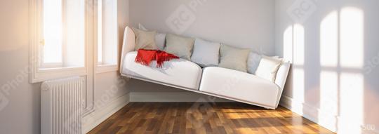 Small narrow living room with space problems and a sofa between walls, banner size  : Stock Photo or Stock Video Download rcfotostock photos, images and assets rcfotostock | RC Photo Stock.: