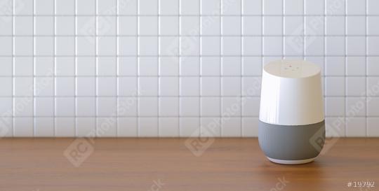 smart speaker in the kitchen with copy space for individual text  : Stock Photo or Stock Video Download rcfotostock photos, images and assets rcfotostock | RC Photo Stock.: