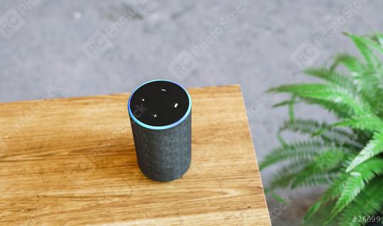 smart speaker on table  : Stock Photo or Stock Video Download rcfotostock photos, images and assets rcfotostock | RC Photo Stock.: