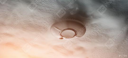 Smoke detector on ceiling detects smoke  : Stock Photo or Stock Video Download rcfotostock photos, images and assets rcfotostock | RC Photo Stock.: