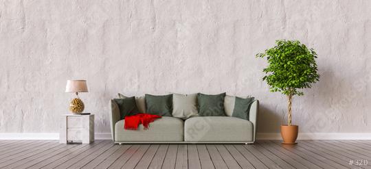 Sofa in a living room with copy space on the wall for picture canvas  : Stock Photo or Stock Video Download rcfotostock photos, images and assets rcfotostock | RC Photo Stock.: