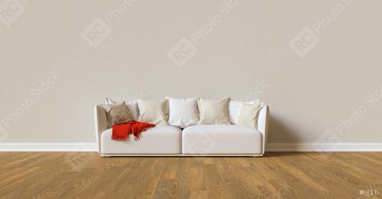 Sofa on a gray wall in living room with space for canva  : Stock Photo or Stock Video Download rcfotostock photos, images and assets rcfotostock | RC Photo Stock.: