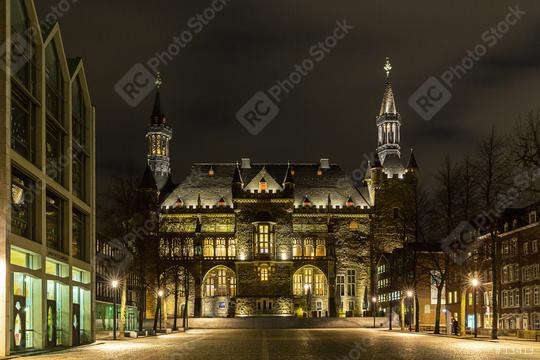 South facade of Aachen Town hall at night  : Stock Photo or Stock Video Download rcfotostock photos, images and assets rcfotostock | RC Photo Stock.: