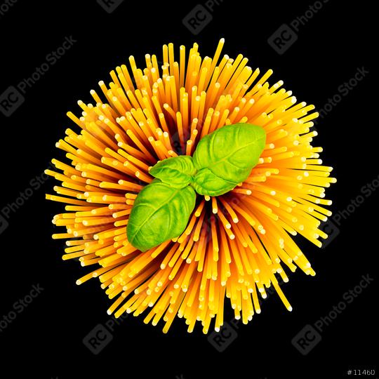 spaghetti twister with basil on black  : Stock Photo or Stock Video Download rcfotostock photos, images and assets rcfotostock | RC Photo Stock.: