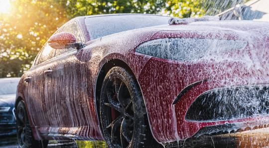 Spraying foam to a red car with high pressure foam gun car wash at car wash service  : Stock Photo or Stock Video Download rcfotostock photos, images and assets rcfotostock | RC Photo Stock.: