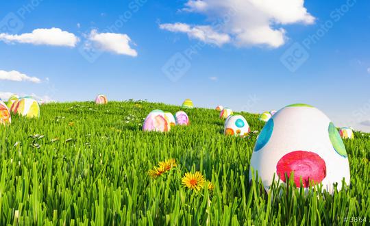 Spring meadow with easter eggs  : Stock Photo or Stock Video Download rcfotostock photos, images and assets rcfotostock | RC Photo Stock.: