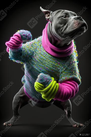 staffordshire dog in sweater standing in Boxing pose on Black background (Generative AI)  : Stock Photo or Stock Video Download rcfotostock photos, images and assets rcfotostock | RC Photo Stock.: