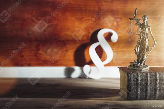 Statue of Justice with Paragraph icon in a lawyer office. law, advice and justice concept image  : Stock Photo or Stock Video Download rcfotostock photos, images and assets rcfotostock | RC Photo Stock.: