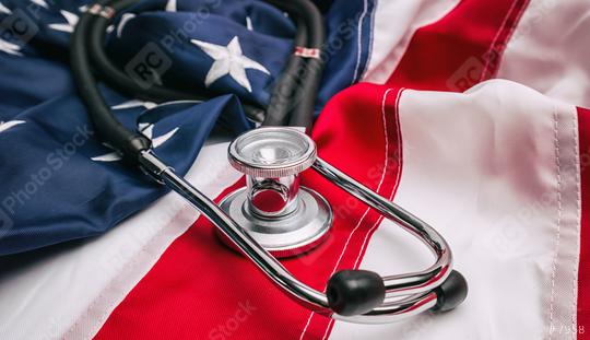 Stethoscope on American national flag - medicine concept image  : Stock Photo or Stock Video Download rcfotostock photos, images and assets rcfotostock | RC Photo Stock.: