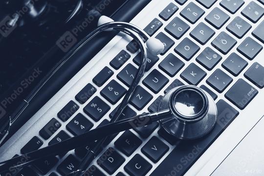 Stethoscope on laptop keyboard  : Stock Photo or Stock Video Download rcfotostock photos, images and assets rcfotostock | RC Photo Stock.:
