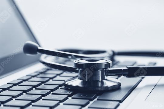 stethoscope on laptop keyboard including copy space  : Stock Photo or Stock Video Download rcfotostock photos, images and assets rcfotostock | RC Photo Stock.: