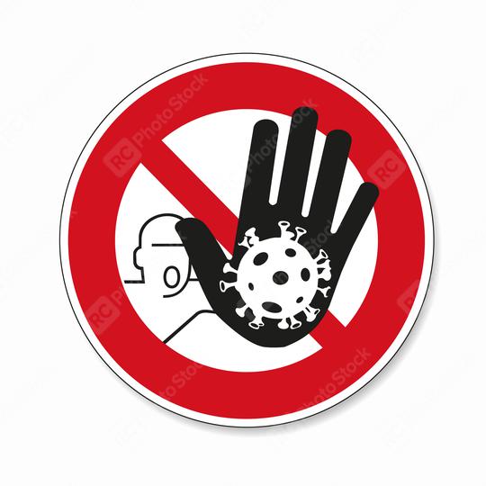 STOP! coronavirus roadsign with big hand that Stops the coronavirus. Prohibit Sign, warning Sign Pandemic medical concept sign with dangerous virus cell on white background. Vector Eps 10.  : Stock Photo or Stock Video Download rcfotostock photos, images and assets rcfotostock | RC Photo Stock.: