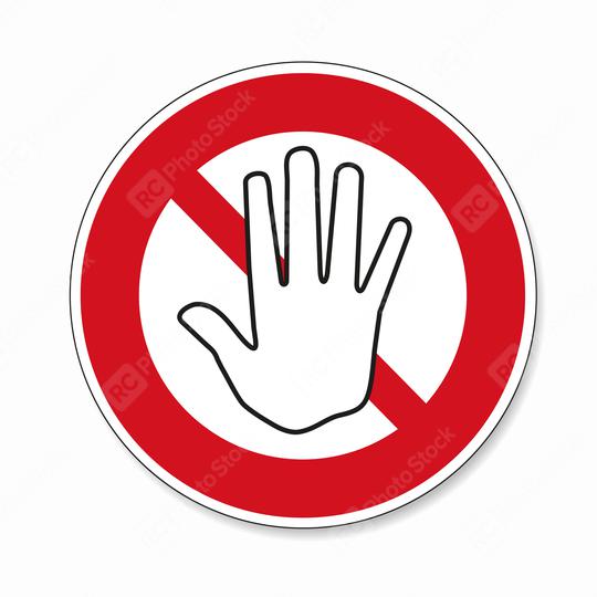 STOP! Simple red stop roadsign with big hand symbol or icon. Safety signs, warning Sign or Danger symbol stop hand sign for prohibited activities on white background. Vector illustration. Eps 10.  : Stock Photo or Stock Video Download rcfotostock photos, images and assets rcfotostock | RC Photo Stock.: