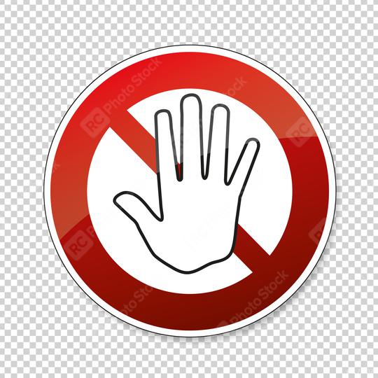 STOP! Simple red stop roadsign with big hand symbol or icon. Safety signs, warning Sign or Danger symbol stop hand sign for prohibited activities on transparent background. Vector illustration. Eps 10  : Stock Photo or Stock Video Download rcfotostock photos, images and assets rcfotostock | RC Photo Stock.: