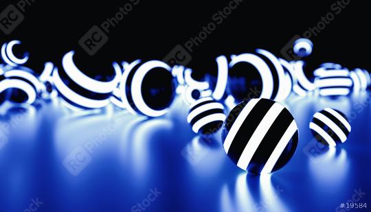 striped Glowing sphere balls in random position with light effects -futuristic background - 3D rendering  : Stock Photo or Stock Video Download rcfotostock photos, images and assets rcfotostock | RC Photo Stock.: