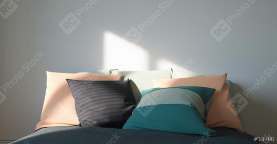 Stylish interior of contemporary room with comfortable bed  : Stock Photo or Stock Video Download rcfotostock photos, images and assets rcfotostock | RC Photo Stock.: