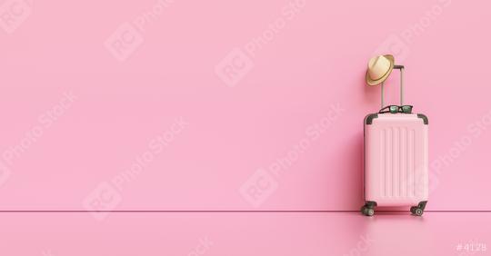 Suitcase with hat and sunglasses on pink background. travel concept, with copy space for individual text  : Stock Photo or Stock Video Download rcfotostock photos, images and assets rcfotostock | RC Photo Stock.:
