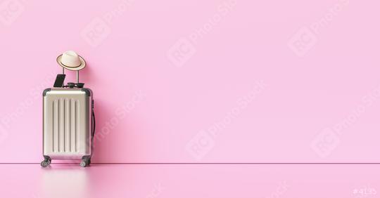 Suitcase with hat, sunglasses and smartphone on pink background. travel concept, with copy space for individual text  : Stock Photo or Stock Video Download rcfotostock photos, images and assets rcfotostock | RC Photo Stock.:
