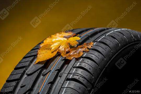 summer tires with autumn leaves  : Stock Photo or Stock Video Download rcfotostock photos, images and assets rcfotostock | RC Photo Stock.: