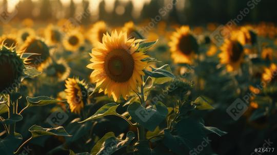 Sunflower field bathed in golden sunlight at sunset  : Stock Photo or Stock Video Download rcfotostock photos, images and assets rcfotostock | RC Photo Stock.: