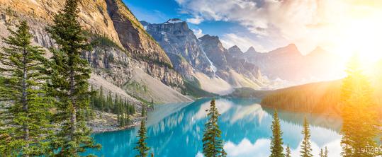 Sunrise at Moraine Lake Canada, panorma  : Stock Photo or Stock Video Download rcfotostock photos, images and assets rcfotostock | RC Photo Stock.: