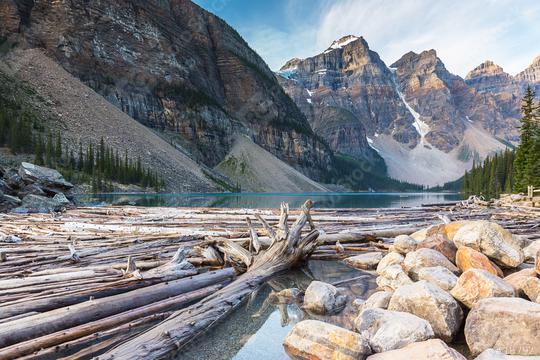 Sunrise over Moraine Lake, Banff National Park, Alberta, Canada  : Stock Photo or Stock Video Download rcfotostock photos, images and assets rcfotostock | RC Photo Stock.:
