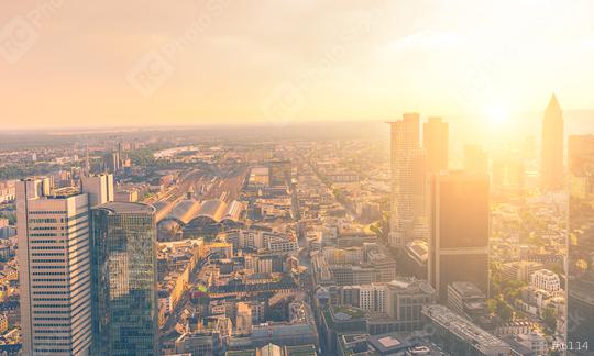 Sunset at Frankfurt am main with financial district skyscrapers  : Stock Photo or Stock Video Download rcfotostock photos, images and assets rcfotostock | RC Photo Stock.: