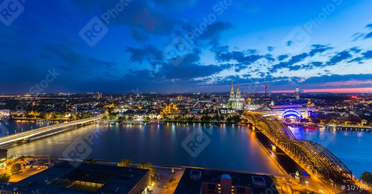 Sunset night skyline panorama of cologne city  : Stock Photo or Stock Video Download rcfotostock photos, images and assets rcfotostock | RC Photo Stock.: