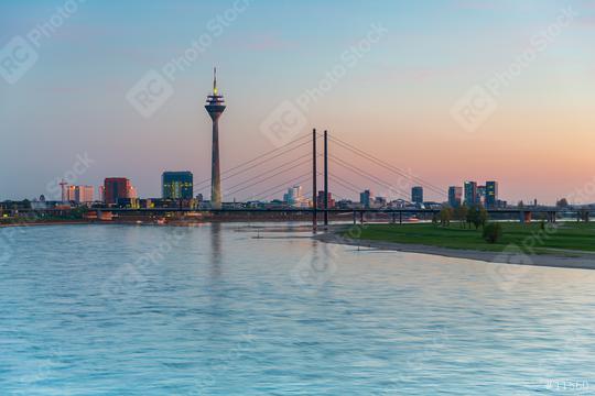 sunset over Dusseldorf at the rhine river  : Stock Photo or Stock Video Download rcfotostock photos, images and assets rcfotostock | RC Photo Stock.: