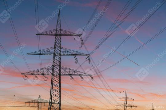 Sunset over the electric power lines  : Stock Photo or Stock Video Download rcfotostock photos, images and assets rcfotostock | RC Photo Stock.: