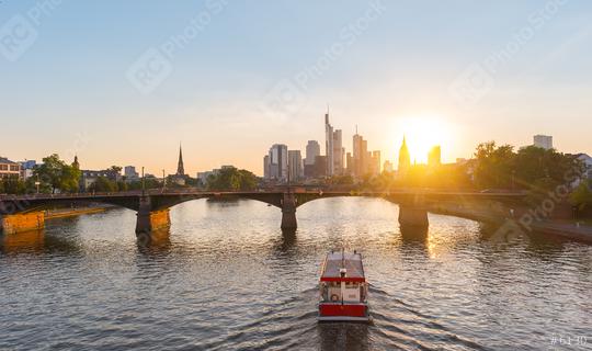Sunset Skyline of Frankfurt and Main river, Germany  : Stock Photo or Stock Video Download rcfotostock photos, images and assets rcfotostock | RC Photo Stock.:
