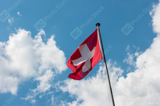 Swiss Flag with Cloudy Sky  : Stock Photo or Stock Video Download rcfotostock photos, images and assets rcfotostock | RC Photo Stock.: