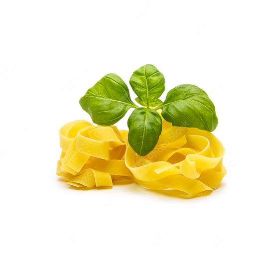 tagliatelle nests with basil  : Stock Photo or Stock Video Download rcfotostock photos, images and assets rcfotostock | RC Photo Stock.: