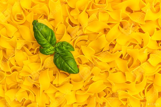 tagliatelle noodels texture with basil leaf  : Stock Photo or Stock Video Download rcfotostock photos, images and assets rcfotostock | RC Photo Stock.: