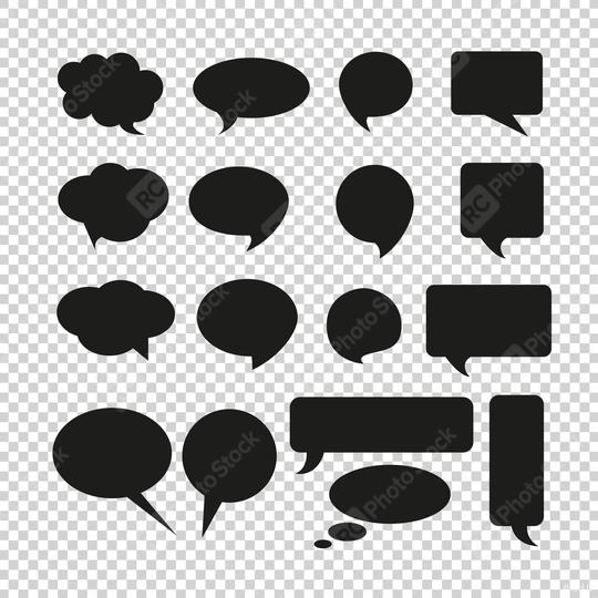 Talk and think comics bubbles silhouettes for communication Set icon on checked transparent background. Vector illustration. Eps 10 vector file.  : Stock Photo or Stock Video Download rcfotostock photos, images and assets rcfotostock | RC Photo Stock.: