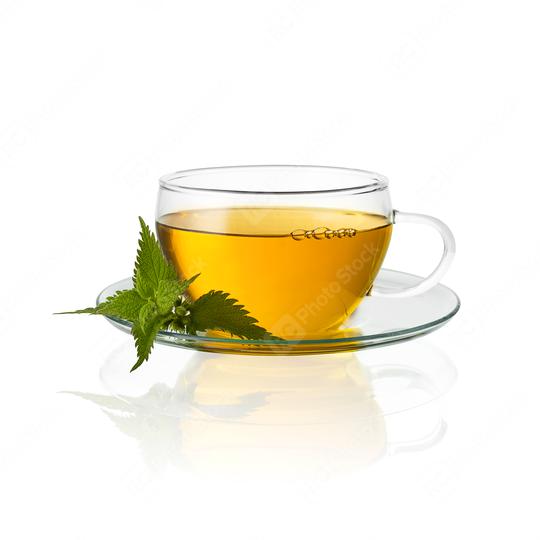Tea cup glass with nettle leaf hot drink medicinal plant isolated on white   : Stock Photo or Stock Video Download rcfotostock photos, images and assets rcfotostock | RC Photo Stock.: