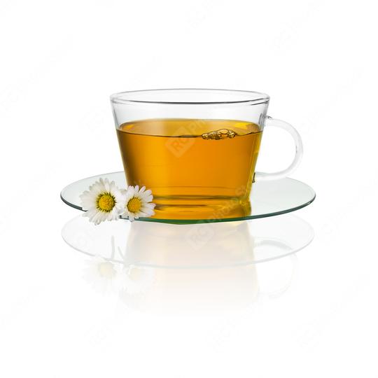 Teacup glass with chamomile daisy hot drink medicine isolated on white background with reflection  : Stock Photo or Stock Video Download rcfotostock photos, images and assets rcfotostock | RC Photo Stock.:
