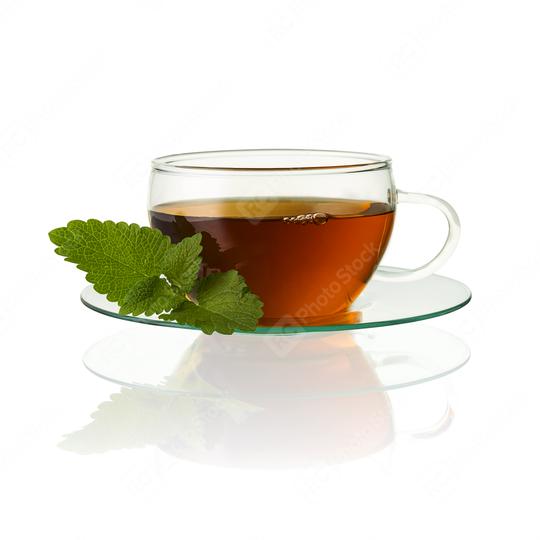teacup tea with mint peppermint leaf hot drink aroma isolated on white background with reflection   : Stock Photo or Stock Video Download rcfotostock photos, images and assets rcfotostock | RC Photo Stock.: