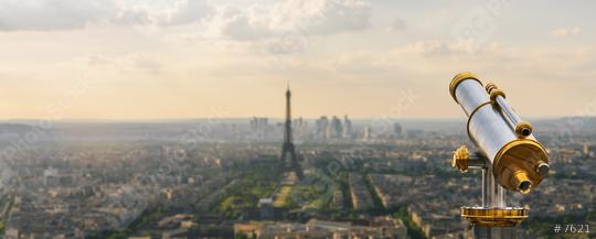 Telescope on top with view to the Eiffel Tower and skyline in Paris  : Stock Photo or Stock Video Download rcfotostock photos, images and assets rcfotostock | RC Photo Stock.: