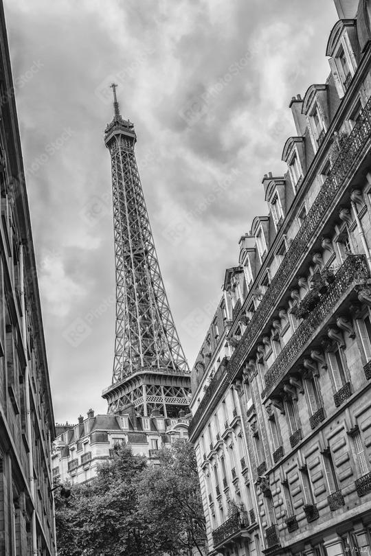 The Eiffel Tower in Paris, France in black and white colors  : Stock Photo or Stock Video Download rcfotostock photos, images and assets rcfotostock | RC Photo Stock.: