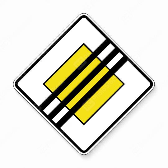 The end of the Priority road Traffic sign. German road sign: end of respect the right of way. Yield! on main road on white background. Vector illustration. Eps 10 vector file.  : Stock Photo or Stock Video Download rcfotostock photos, images and assets rcfotostock | RC Photo Stock.: