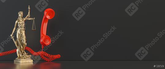 The Statue of Justice - lady justice or Iustitia / Justitia the Roman goddess of Justice, with red telephone receiver, with copyspace for your individual text, justice concept image  : Stock Photo or Stock Video Download rcfotostock photos, images and assets rcfotostock | RC Photo Stock.: